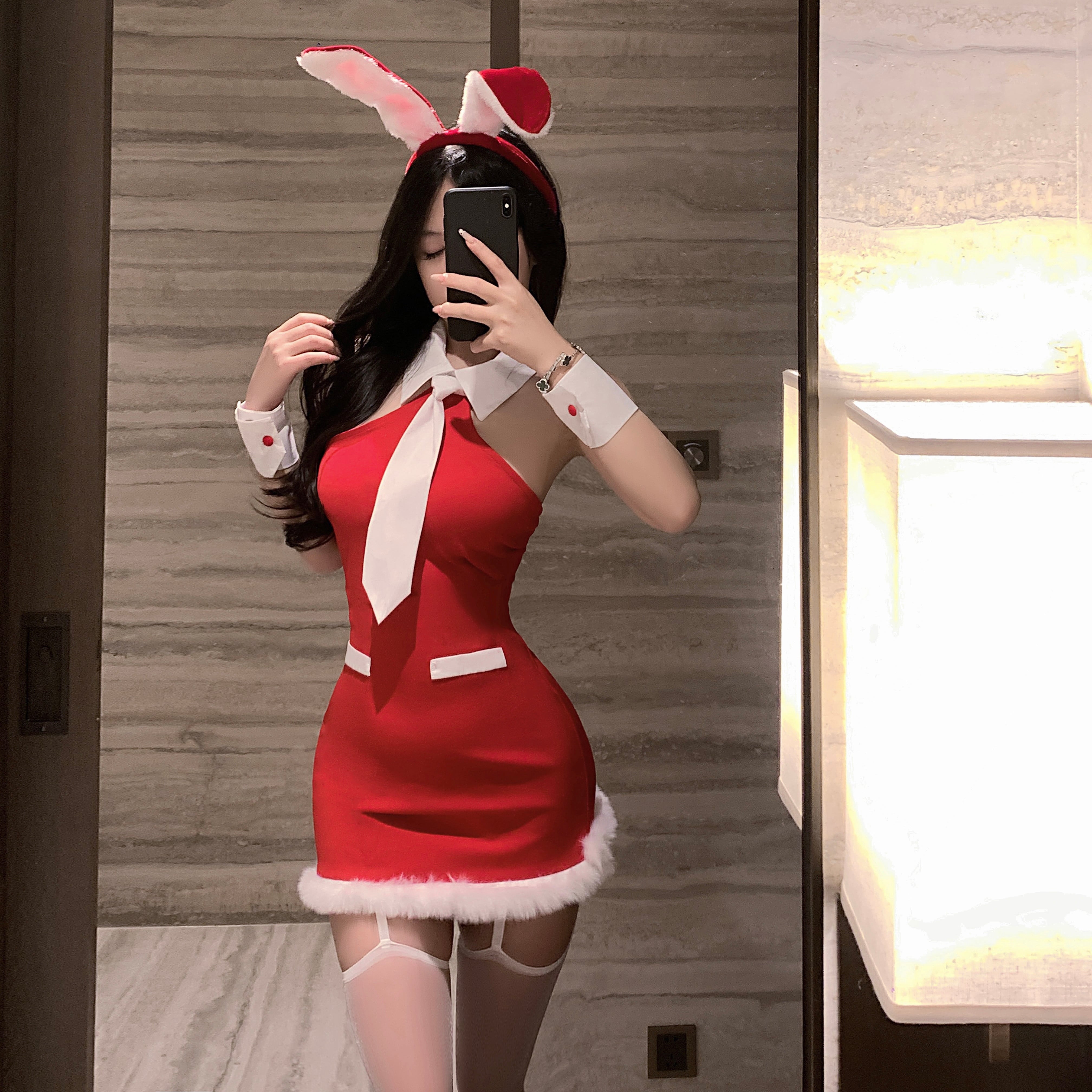 【4点セット】クリスマス 大人可愛い セクシー ランジェリー クリスマス雰囲気コーデ ピュアセクシー タイトミニワンピ コスプレ バニーガール JC2-DML74