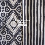 ブロックプリント生地【50cm単位】インド綿  ストライプ柄 生成り×黒 #29510-BK1【再入荷】