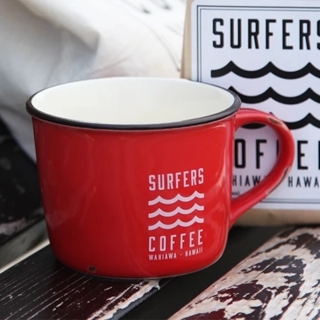 ハワイ『SURFERS COFFEE』ロゴマグカップ（レッド）送料無料