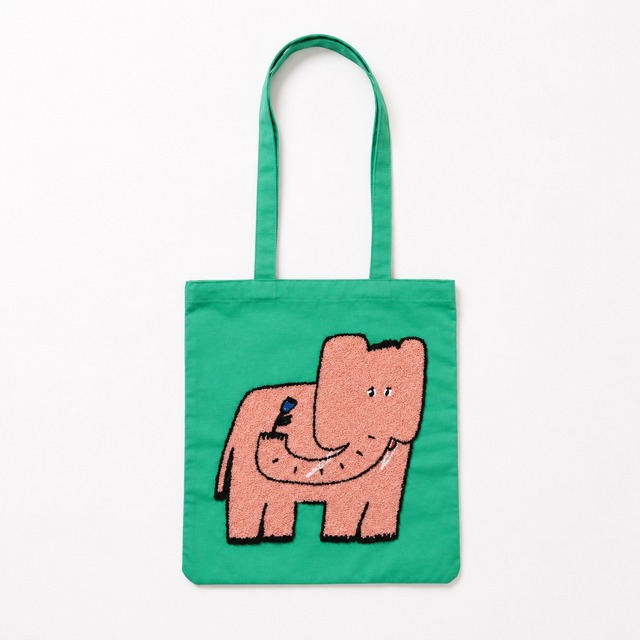 【 OLYA 】Fluffy Rectangle tote bag "ELEPHANT"