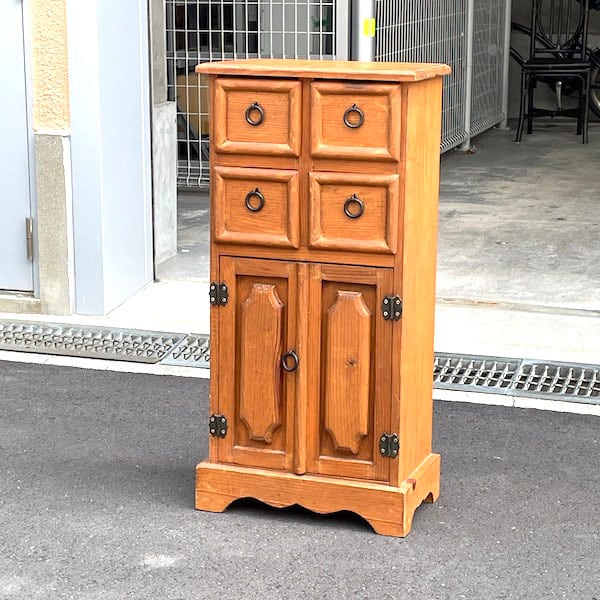 ビンテージ　天然木の電話台　FAX台　リビングボード　キャビネット　無垢材 無垢材 匠デザイン 52ローキャビネット FAX台 電話台 ナチュラル 木製