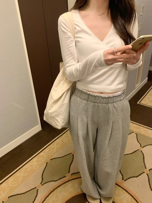 (vegetable)  poen two tuck pants / 2color