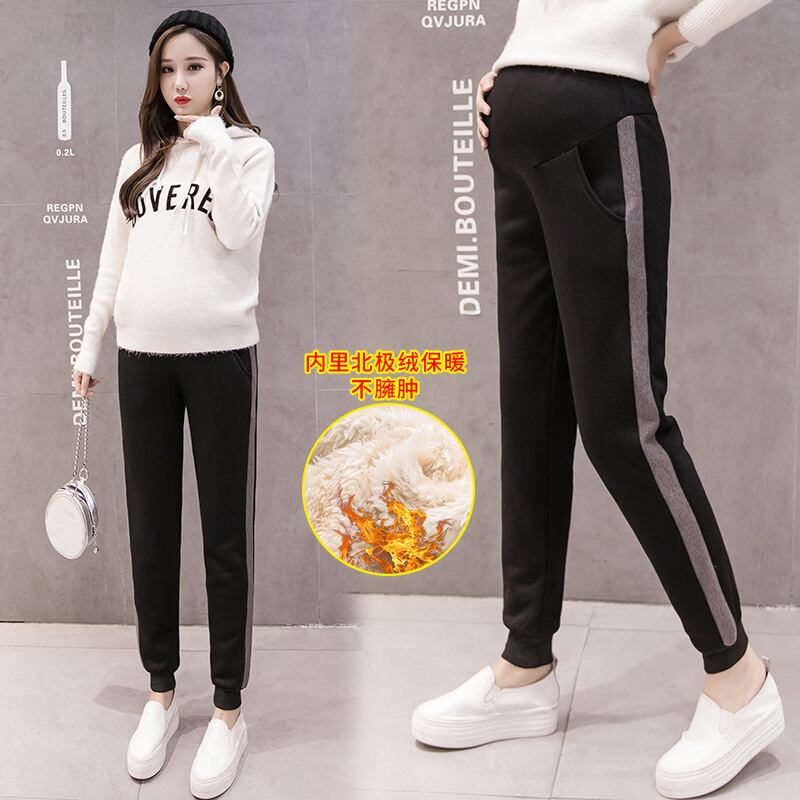 【新作】【送料無料】 マタニティウェア209冬の新しいベルベットと暖かいカジュアルパンツ、ファッショナブルなサイドリブ、妊婦のベリーリフトとフットパンツ-アリババ ウィンター 冬物 expec243286405087