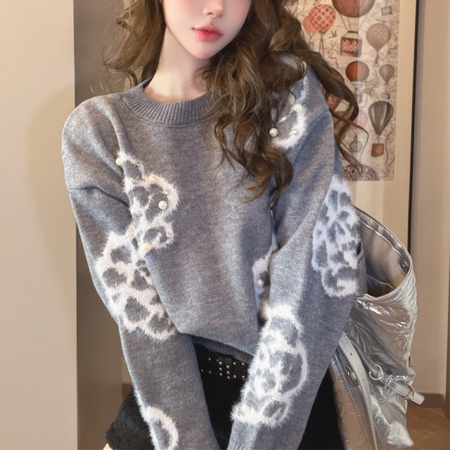 パールフラワー ニットプルオーバー 3color T090