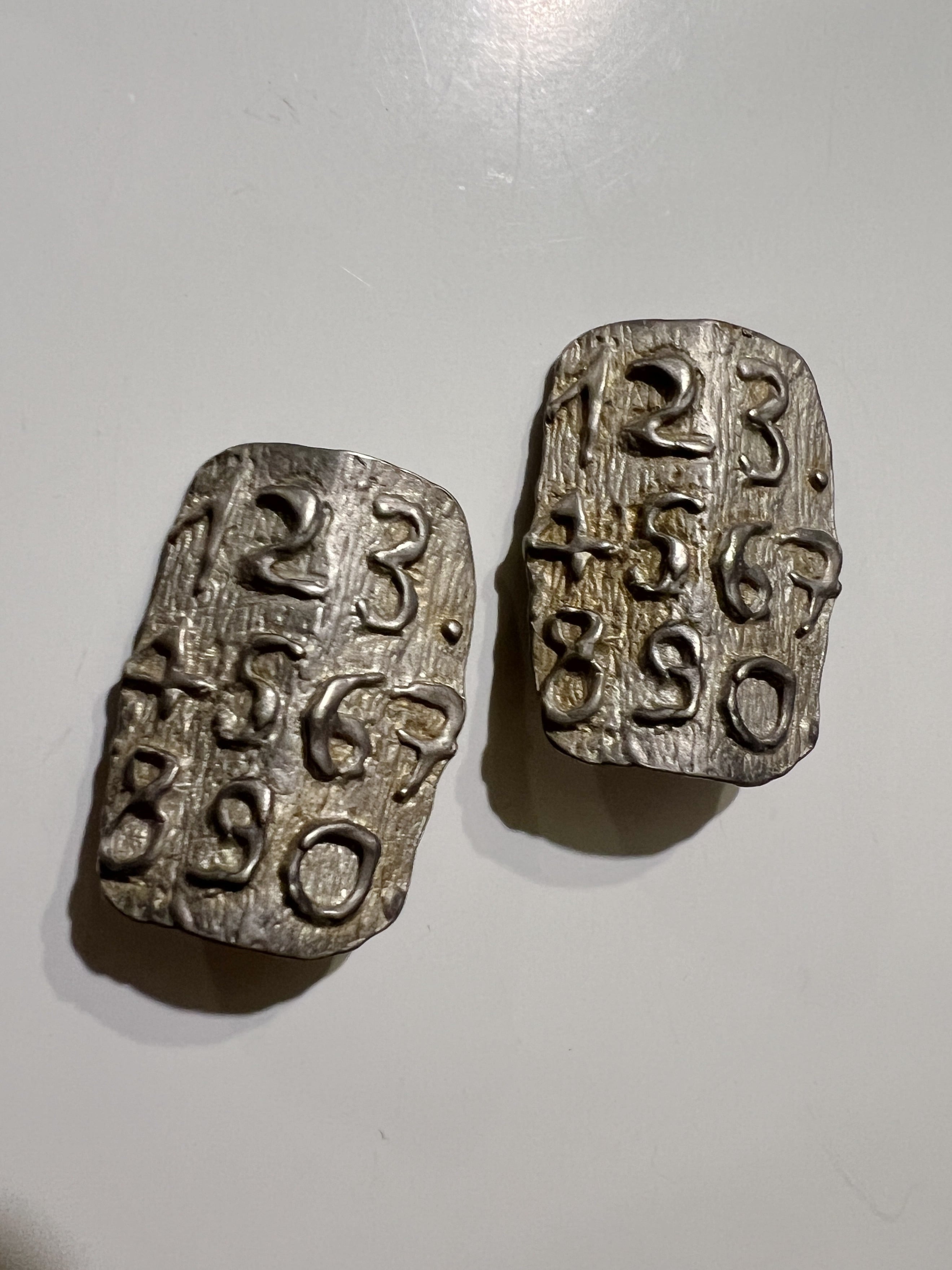 Vintage handmade silver number earrings