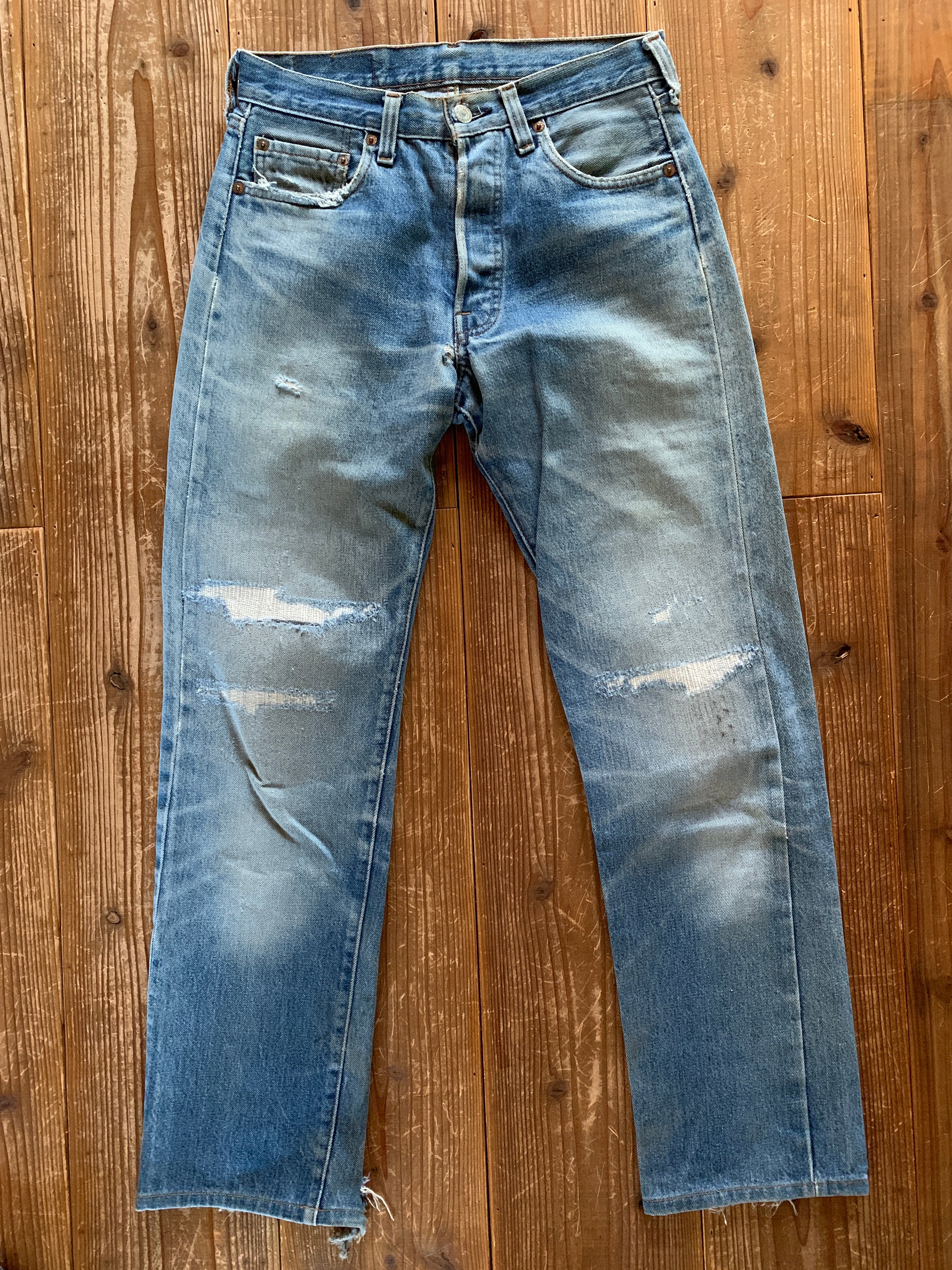 80's Levi's 501 デニムパンツ 赤耳 ボタン裏524  リペア跡あり 良色落ち 実寸(31x29)