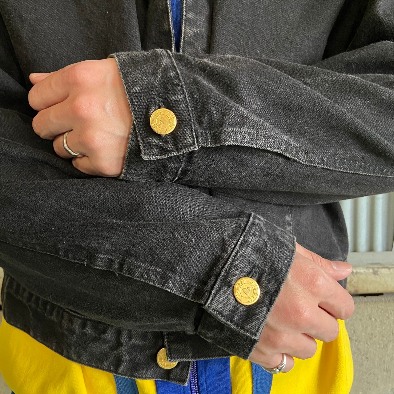 80年代〜 Liz Wear パール ショート丈 ブラックデニムジャケット 