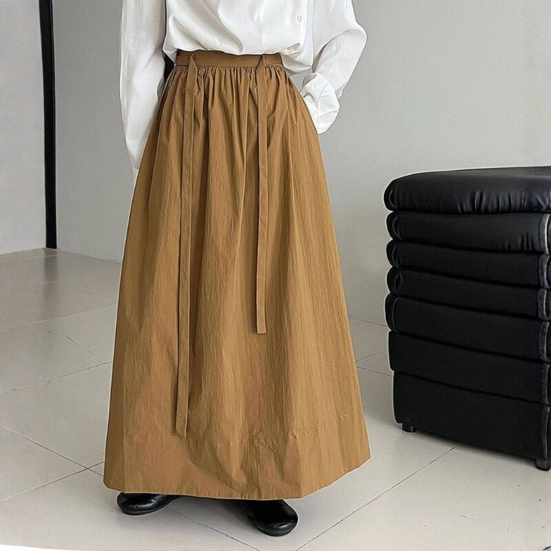 リボンベルト ギャザーフレア Aラインスカート ◆2color 204572