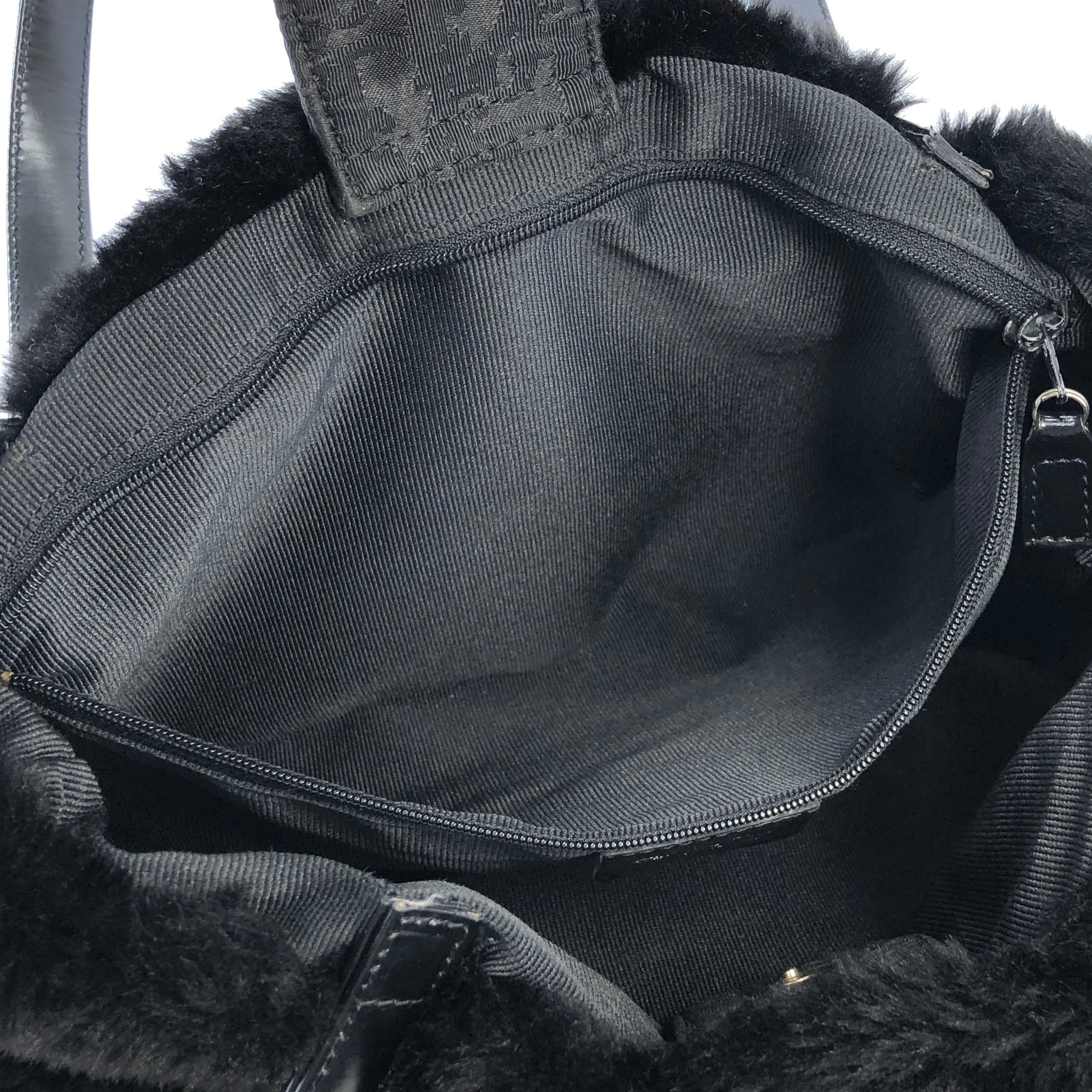 【ヴィンテージ 】DIOR ファーハンドバッグ 美品 Christian Dior ディオール カナージュ ナイロン×ファー ハンドバッグ