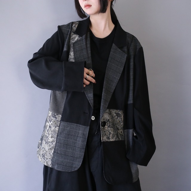 multi fabric switching design special easy tailored jacket