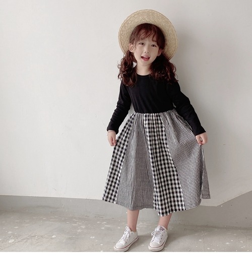 ワンピース 韓国子供服 ドッキングワンピース 子供 ギンガムチェック マキシワンピース キッズ ドレス ロングワンピース チェック パッチワーク 双子 姉妹 お揃い おそろい リンク コーデ 人気 おすすめ かわいい 可愛い おしゃれ オシャレ プレゼント 贈り物 ギフト 誕生日 バースデー 小学生 90 100 110 120 130 140 1歳 2歳 3歳 4歳 5歳 6歳 7歳 8歳 9歳 10歳 11歳