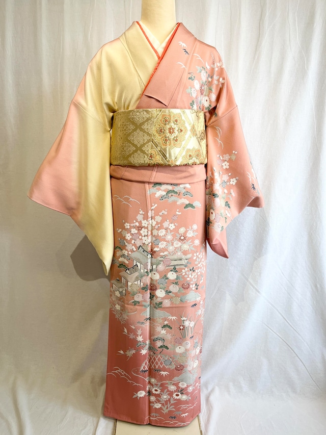 2284 高身長 染め分け 訪問着 袷単品 Houmongi (lined kimono)