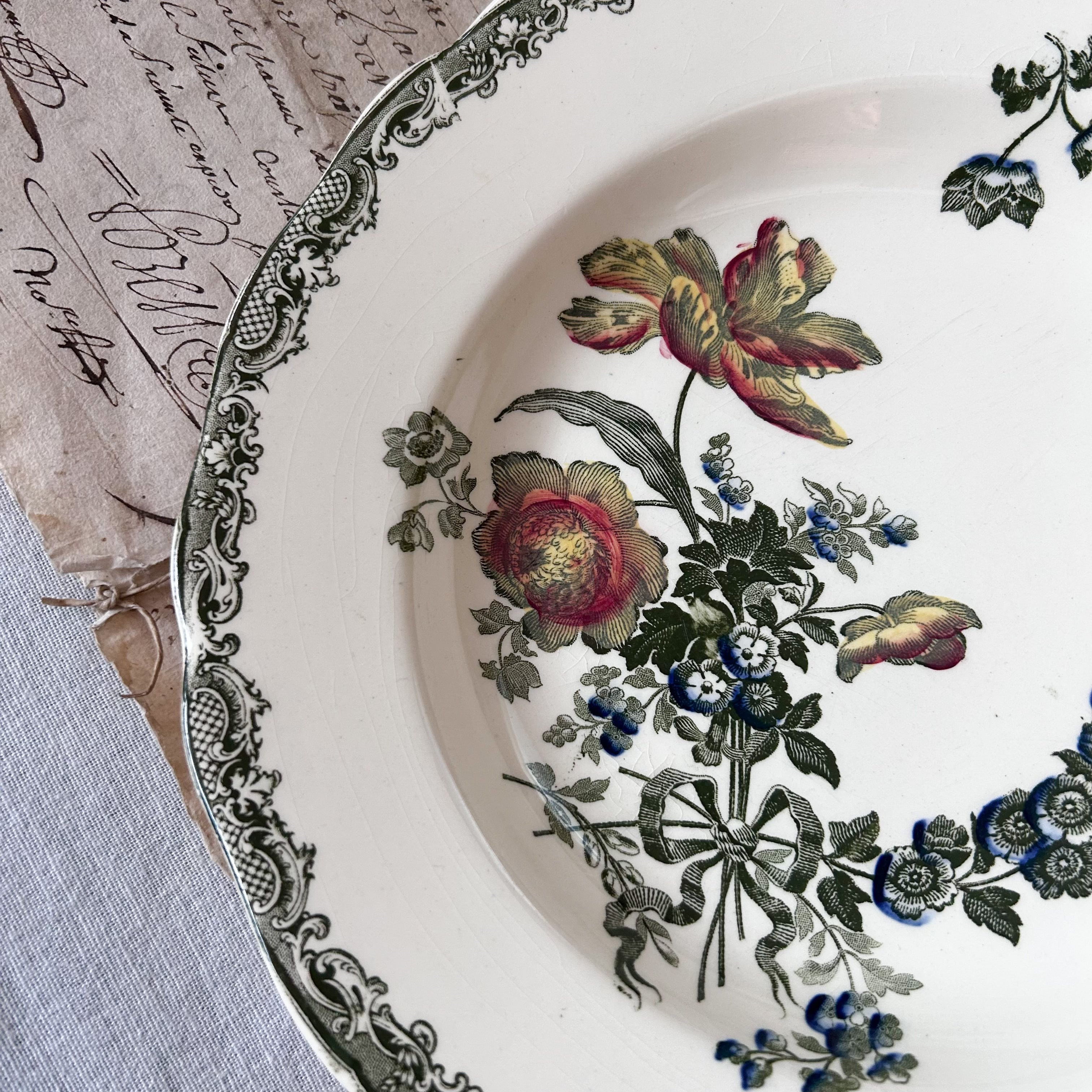 フランスアンティーク】 SARREGUEMINES （サルグミンヌ） Fontanges 深