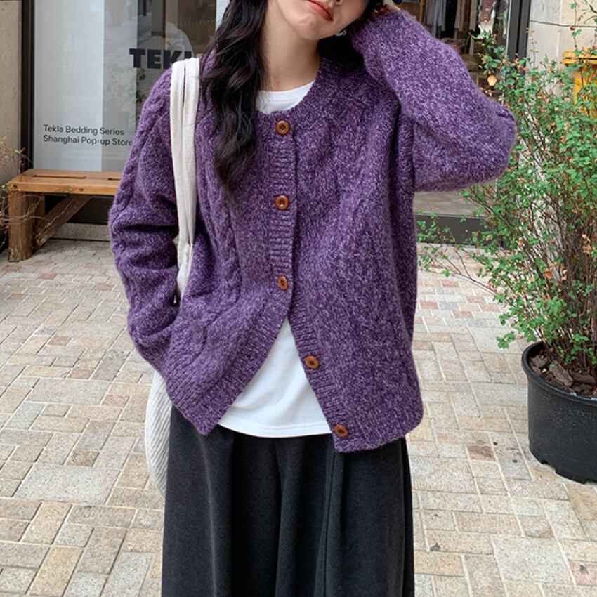 cable knit cardigan　J00230