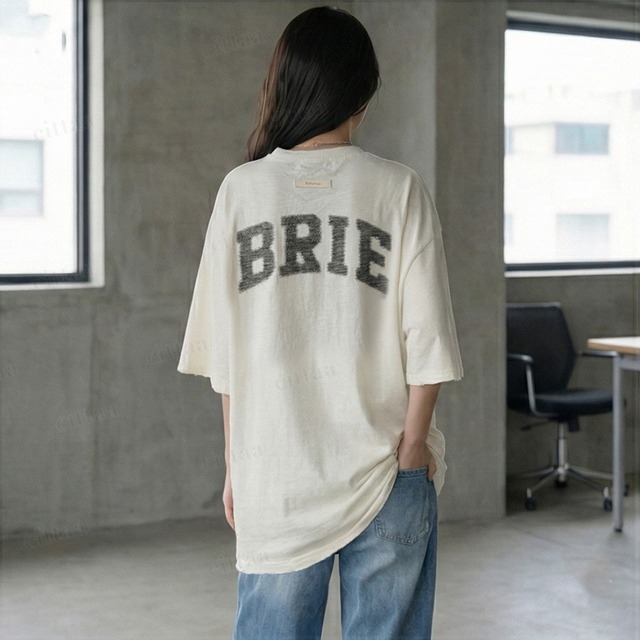 Y-4823　2026春新作♡NASパンチングロゴヴィンテージ風半袖Tシャツ　アイボリー　0213