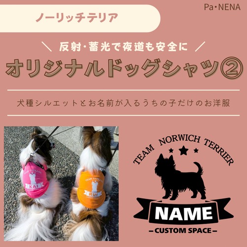 反射,蓄光素材あり！　オリジナルドッグTシャツ(ノーリッチテリア)