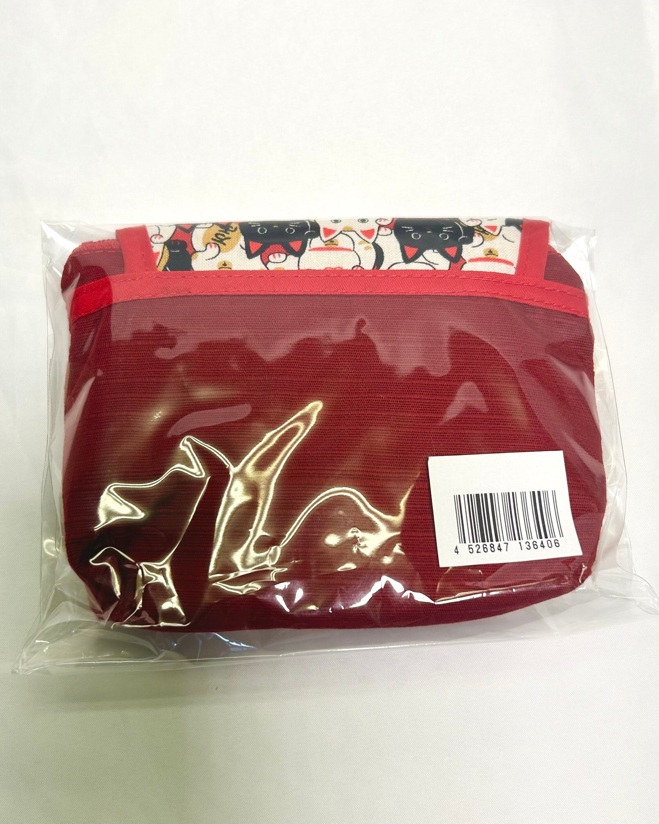 京都の新メーカー】招き猫 ねこだらけ鏡付きポーチ（赤） | 京まぁと