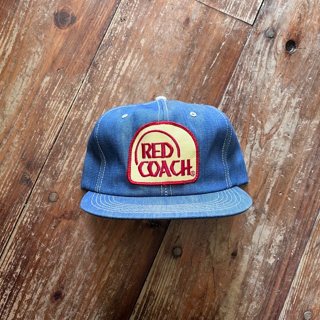 70's Deadstock "K-Products” Denim Trucker Hat ”Golden Sun Feed"