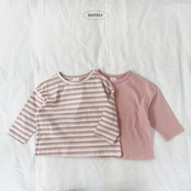 【取寄/韓国直送】BAYVERY  無地＋ストライプTシャツ（2枚セット）｜秋服｜韓国子供服｜26/AT
