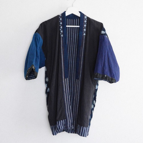 野良着 クレイジーパターン 藍染 絣 着物 木綿 縞模様 ジャパンヴィンテージ 昭和 | Noragi Jacket Crazy Pattern Indigo Kimono Cotton Stripe Japan Vintage