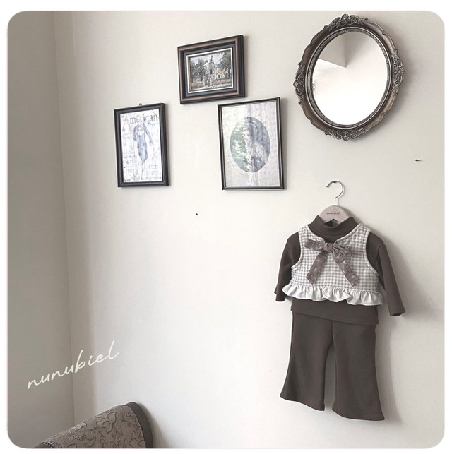 残り2点 即納⌇80,90cm リボン チェック ビスチェ