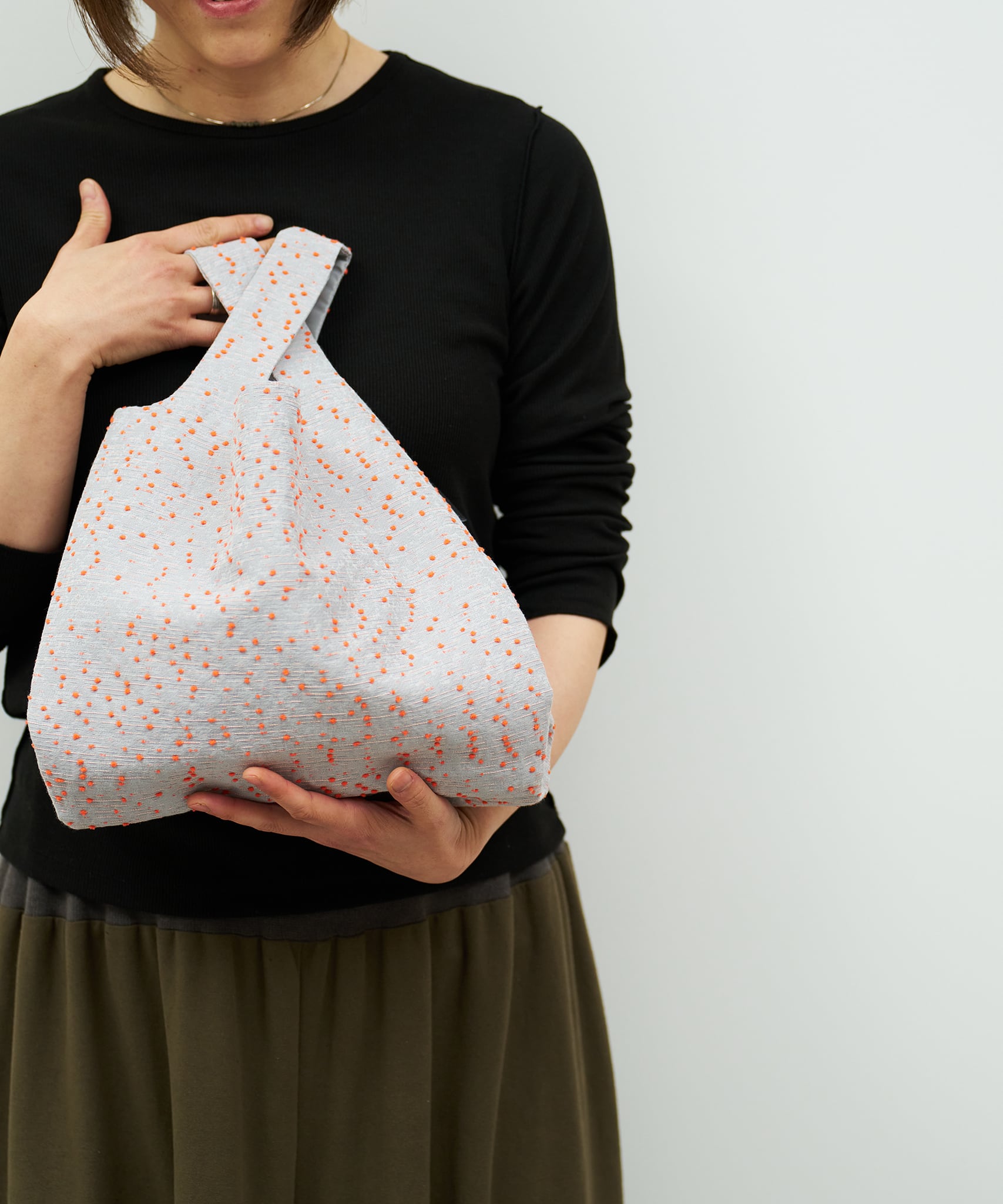 DOUBLE bag / orange dots / S（ポケット付） | Jacquard Works