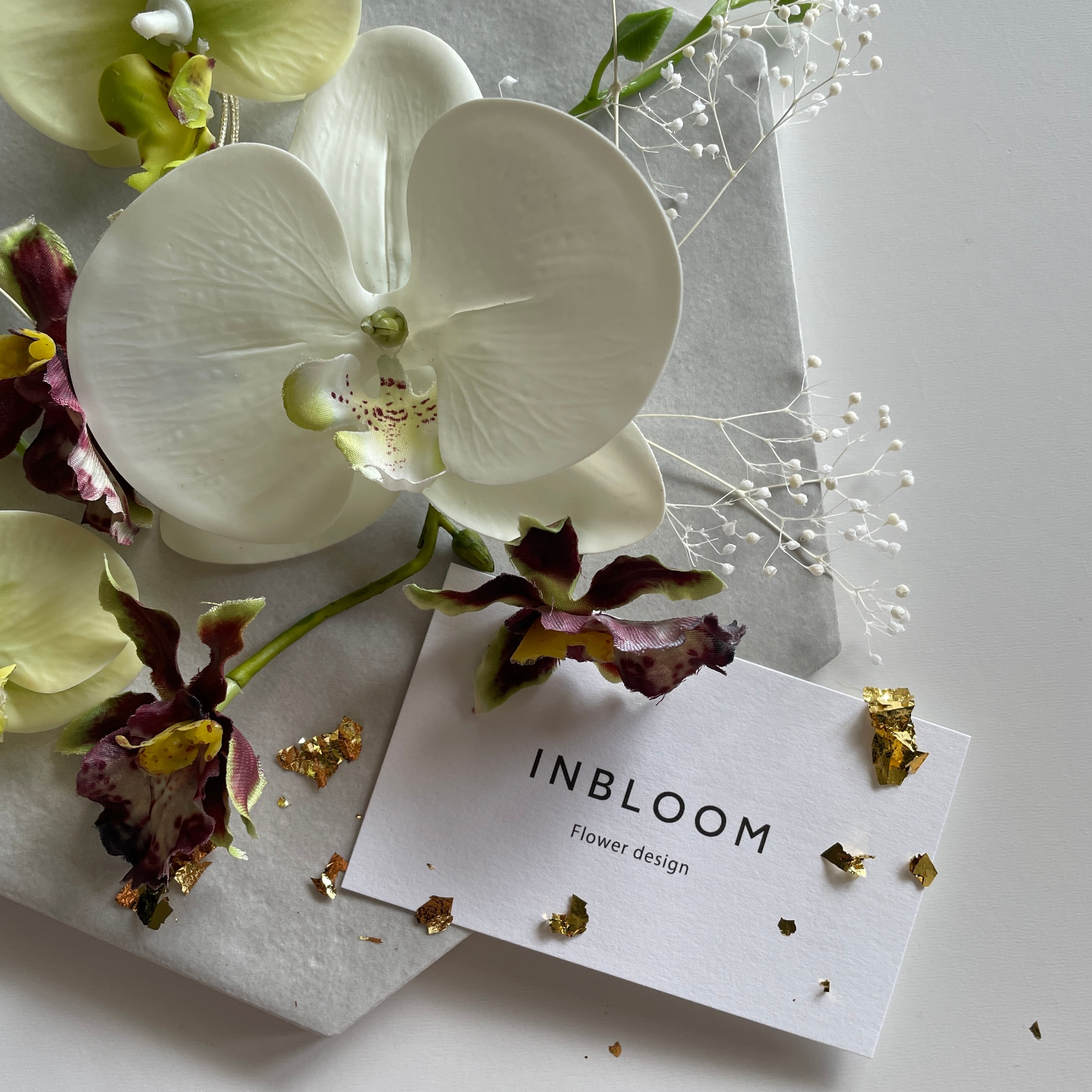 胡蝶蘭 ♡ 髪飾り 造花 【金箔 & 水引き セット】 白無垢 成人式