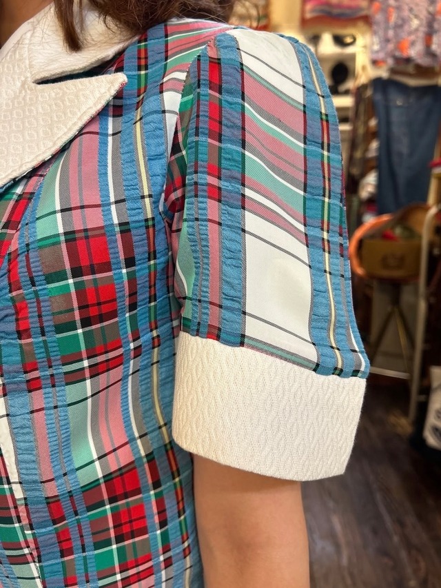70's check short sleeve jacket