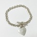 Old 925 Silver Chunky Chain Heart Tag Bracelet