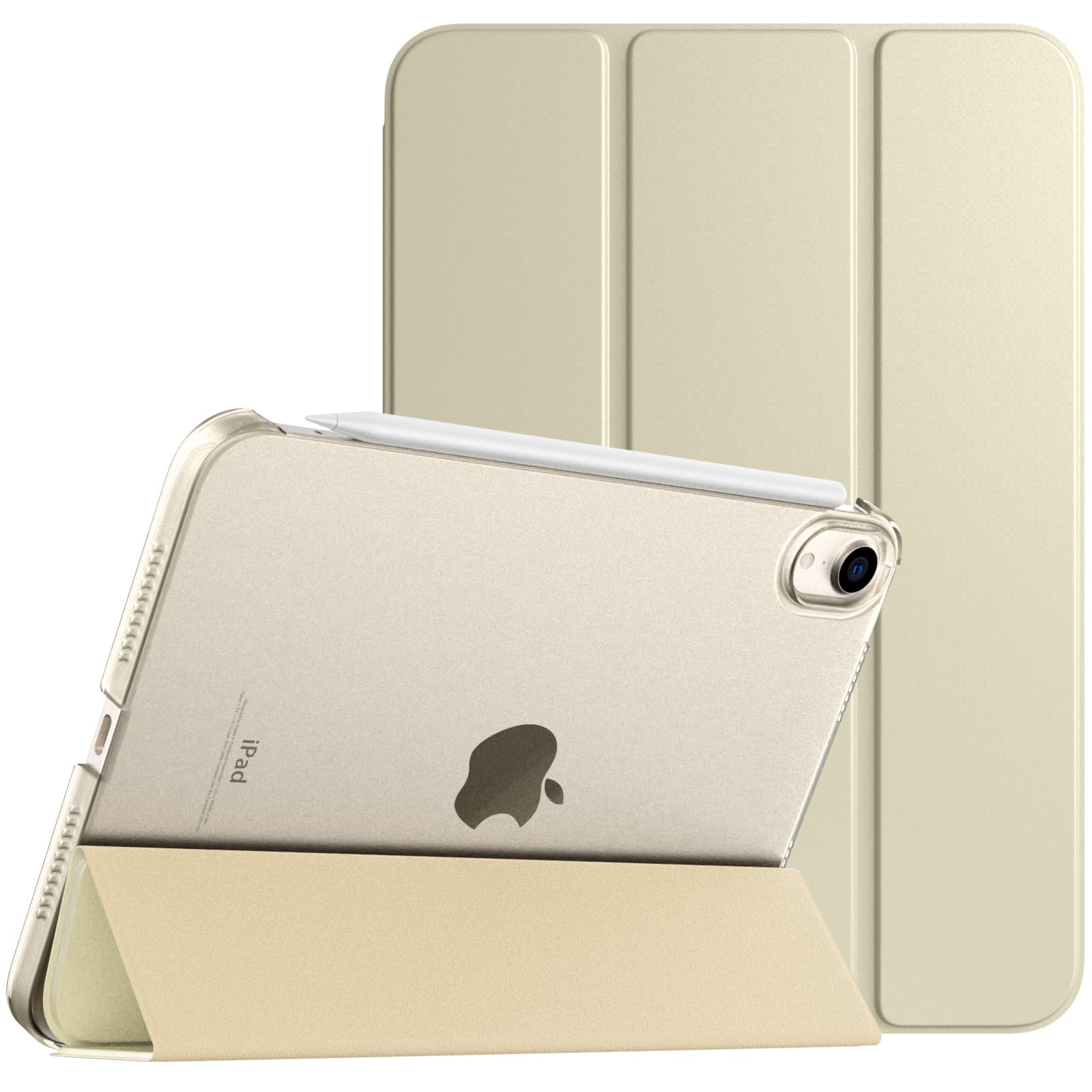 TiMOVO iPad Mini7 ケース (A17 Pro)/iPad Mini6 ケース 8.3インチ 半透明ハードカバー シャンパンゴールド