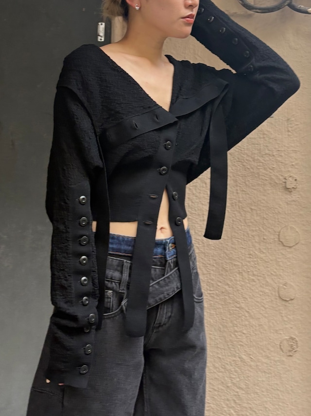 【25AW】MUKCYEN ムッシャン / deformed knit cardigan / ニットカーディガン