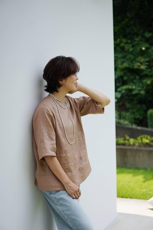 EVERYDAY blouse linen　サンセットベージュ