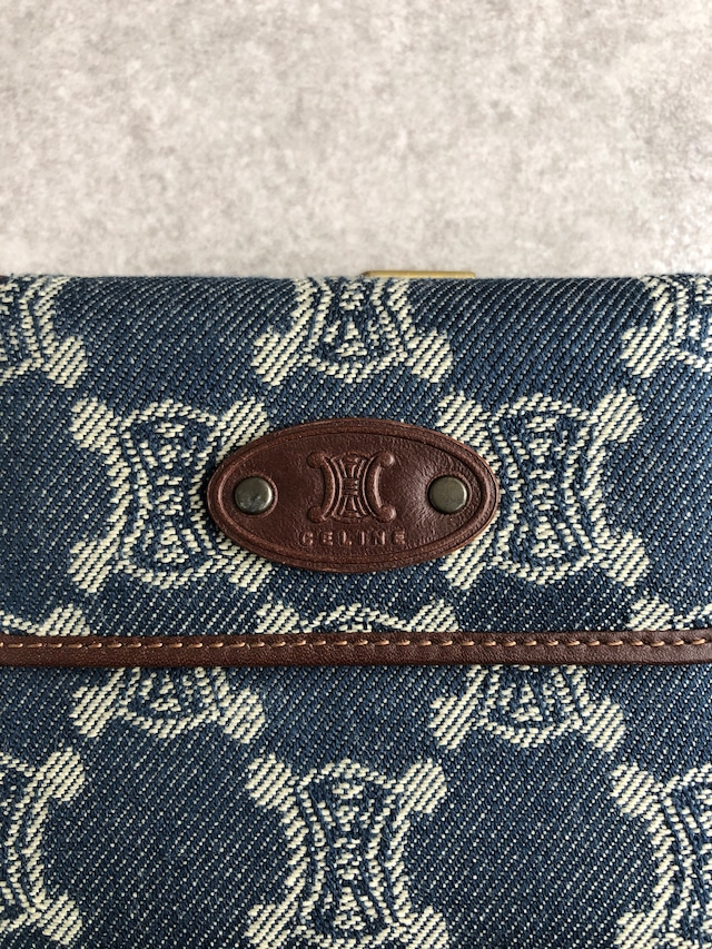 CELINE セリーヌ 財布 インディゴ ロゴ キャンバス 3つ折り財布 vintage ヴィンテージ オールド ddcaau