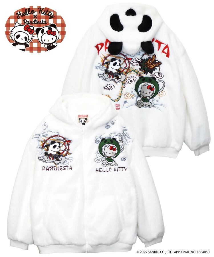 【PANDIESTA】SB Hello Kitty Pandiesta 風神雷神 フェイクファー パーカー ブルゾン 595403 アウター ファーブルゾン ユニセックス サブカル 地雷系