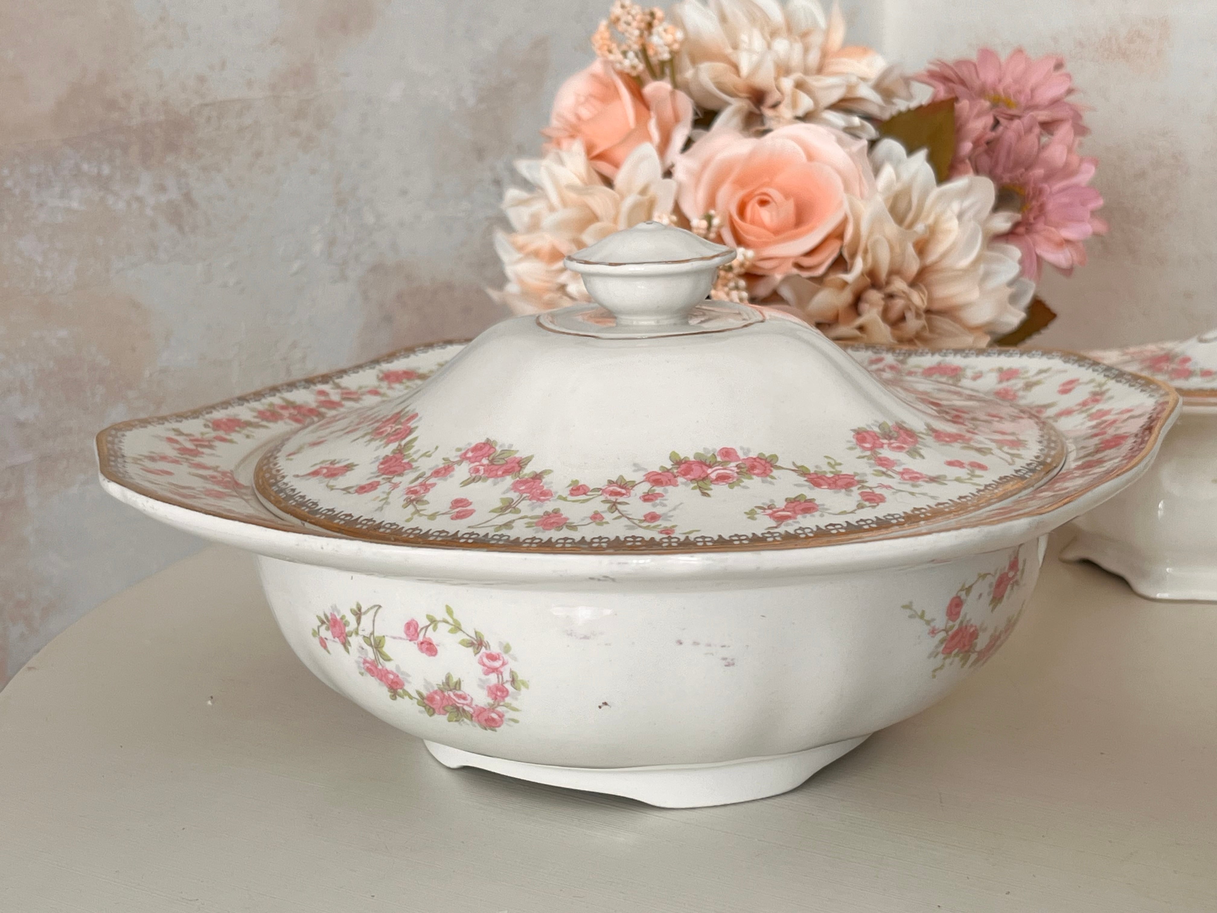 アルフレッド・ミーキン ピンクフローラル 大ボウル&小物入れセット