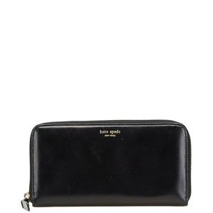 ケイトスペード ラウンドファスナー 長財布 ブラック レザー レディース Kate Spade 【中古】