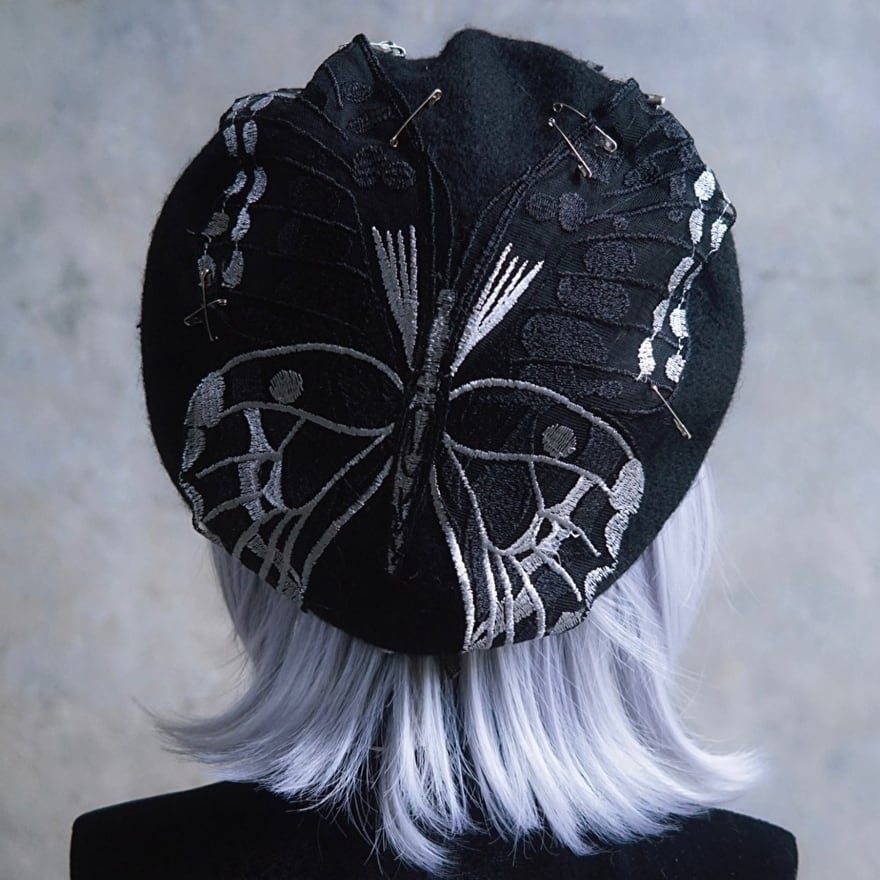ベレー帽 スパイダー 刺繍 パンク サブカルファッション｜天使と悪魔