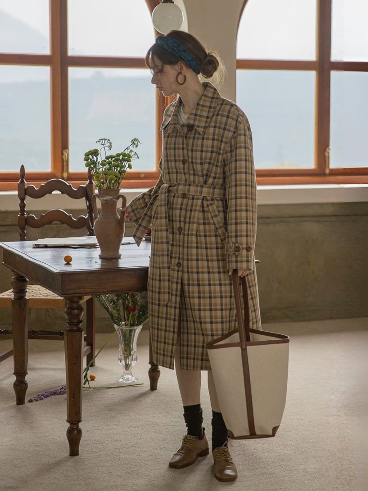 Arden Classic Check Trench Coat F0818
