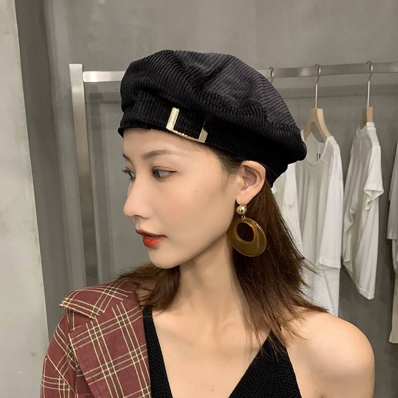 ブラックオータム薄手スタンダード レトロ 帽子 秋物 ベレット ヘアアクセサリー ブラック・アイド・ピーズ69516453524