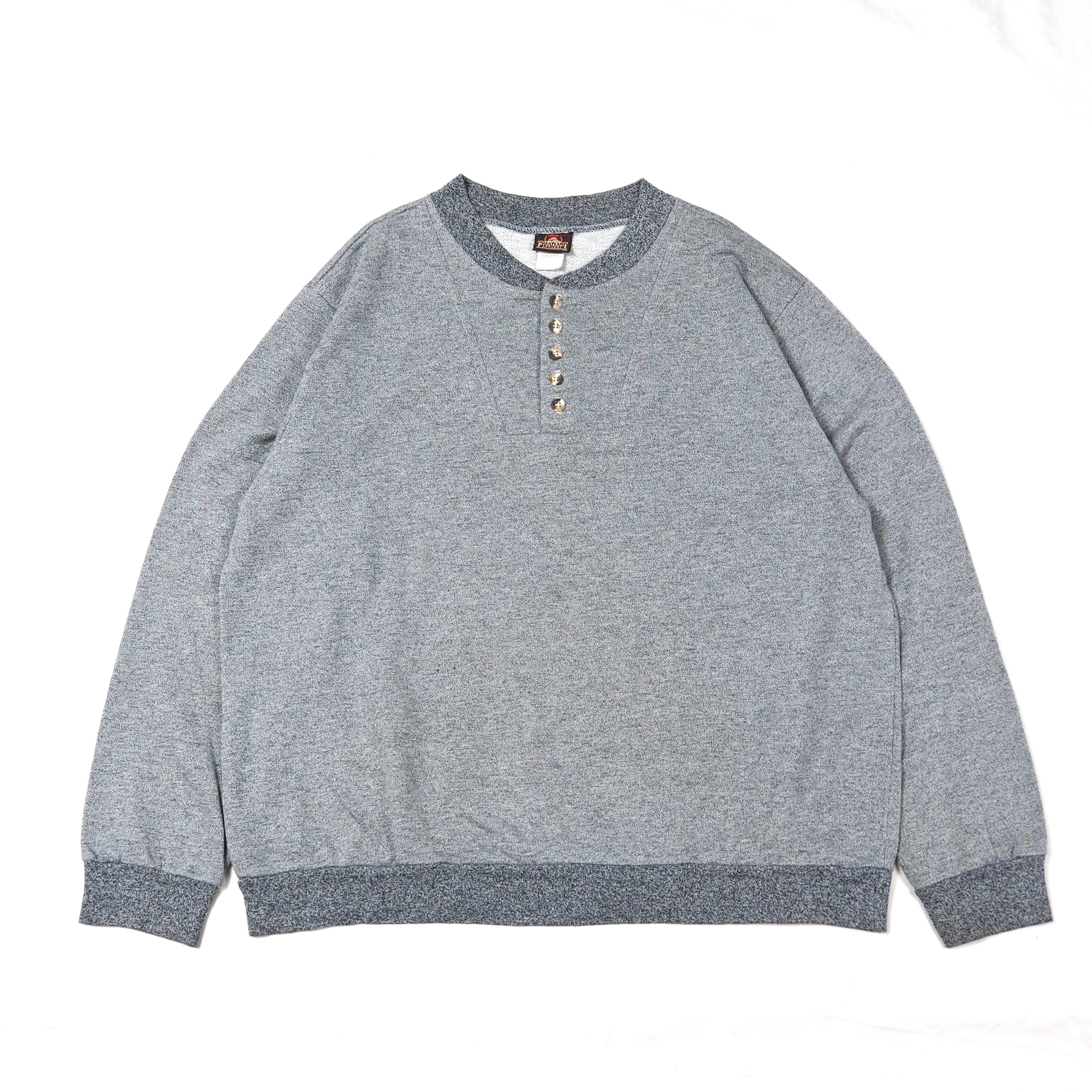 90's《USA製》Henry neck two tone sweatahirt XL/gray
