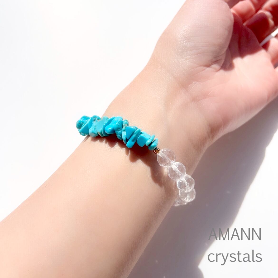 癒しと守り］スリーピングビューティーターコイズ×水晶×ミルキー