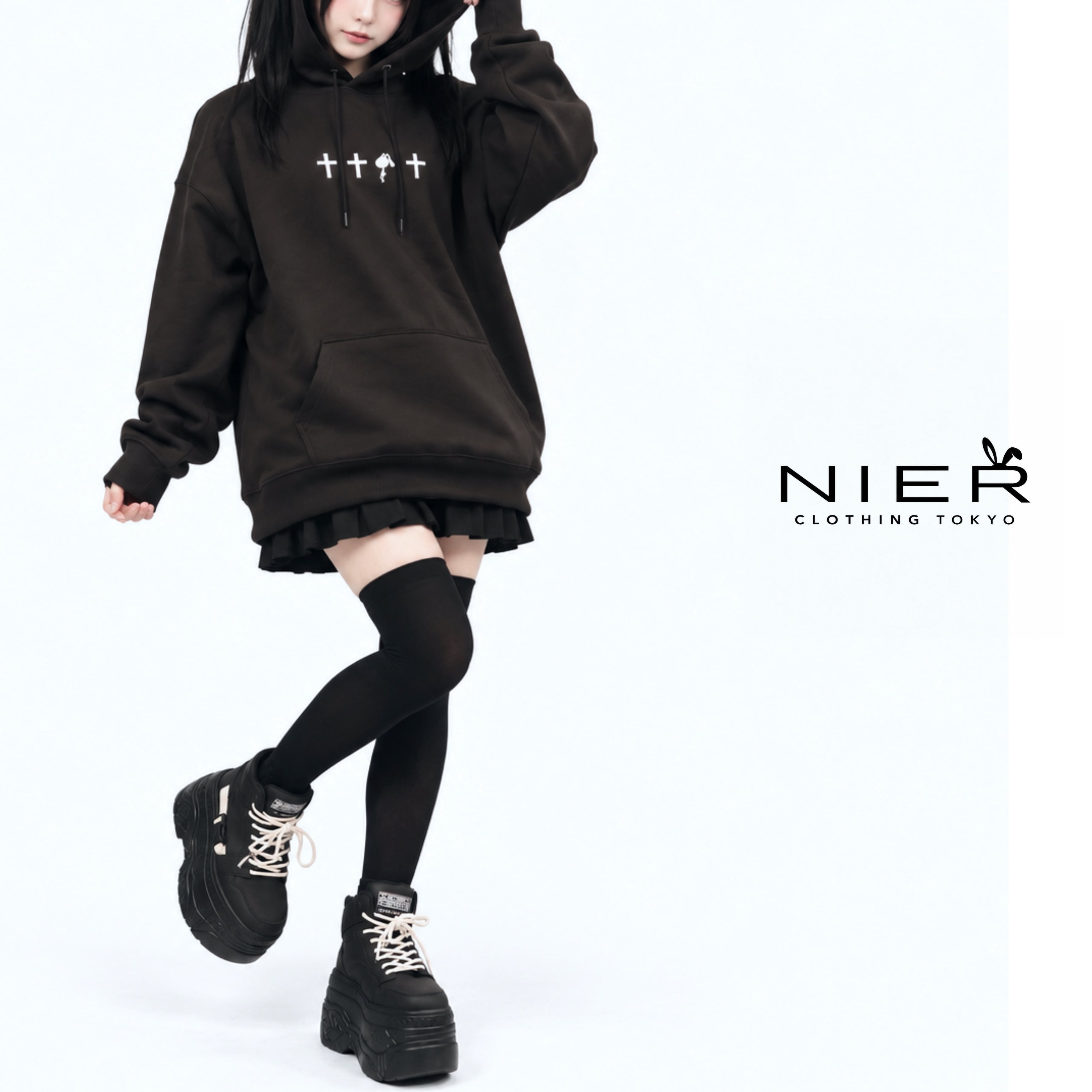 新作早い者勝ち60%OFF》CROSS刺繍DESIGN BIG BLACK PARKA | NIER CLOTHING