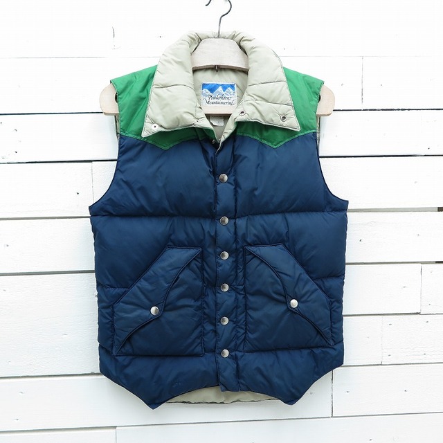 1980's Powderhorn Mountaineering パウダーホーンマウンテニアリング ダウンベスト ビンテージ ネイビー×グリーン メンズ Sサイズ