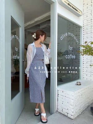 3アイテムセット(ギンガムセットアップ・シアーブラウス)　AJ3396-8842