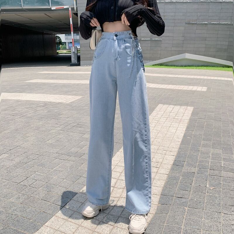 ハイウェストジーンズ オータムスタイルルーズ 秋物 ハンチェンe21895537868