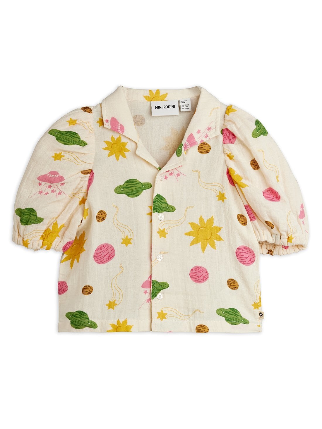 【26SS】minirodini( ミニロディーニ )Space aop muslin ss blouse(80-86/92-98/104-110/116-122/128-134/140-146)ブラウス ガーゼ 宇宙