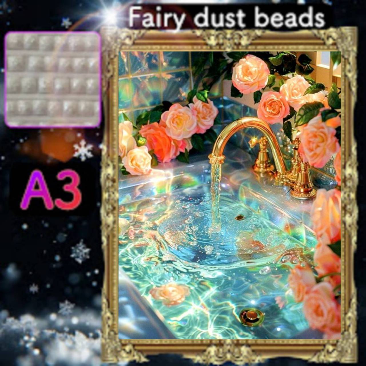 四角ビーズ(fairy1~3色入り)【fairydust-752】A3サイズ☆ダイヤモンドアート