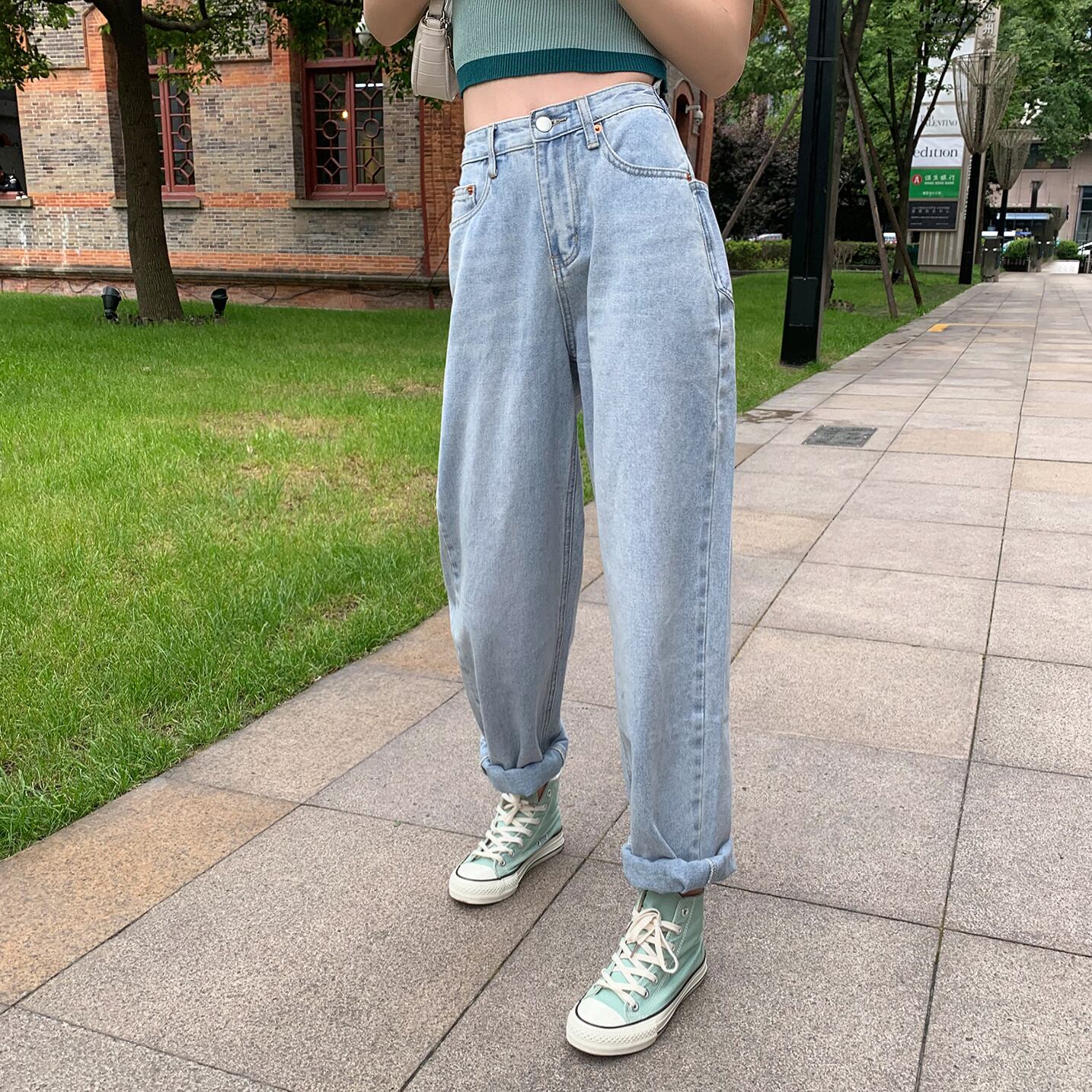 ハイウェスト薄手パンツ レッド 6Du_Shop_Women26084960190