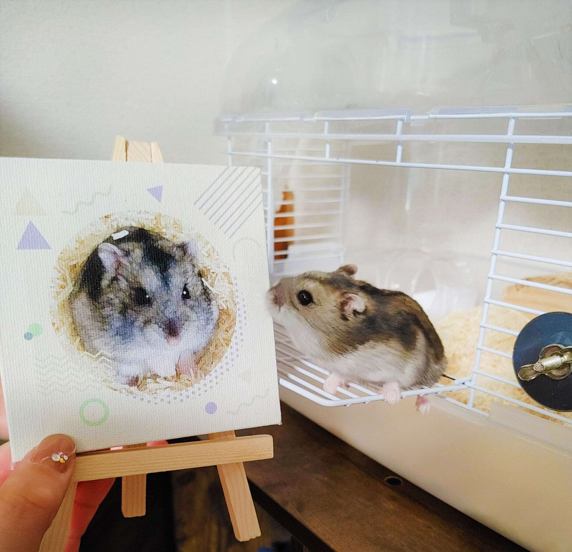 キャンバスアート 10×10cm イラスト風 インテリア｜写真入り｜うちの子