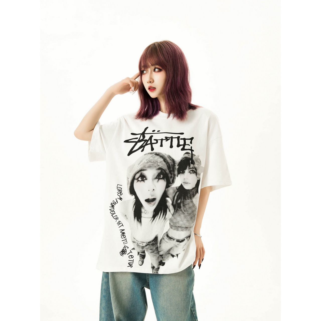 ストリート Battleプリント Tシャツ T920